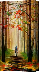 Autumn Canvas Paintings - AUTUMN STROLL ON A HORSE by Leonid Afremov