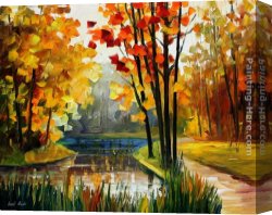 Stream Canvas Paintings - FOREST STREAM by Leonid Afremov