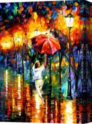 Umbrellas Canvas Paintings - RED UMBRELLA by Leonid Afremov