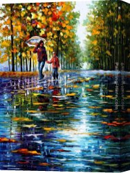 Wivenhoe Park Essex Canvas Paintings - STROLL IN A AUTUMN PARK by Leonid Afremov