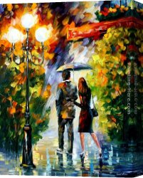 Umbrellas Canvas Paintings - UNDER MY UMBRELLA by Leonid Afremov