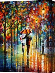 Marina with Red Light Canvas Paintings - UNDER THE RED UMBRELLA by Leonid Afremov