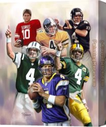 Brett Canvas Paintings - Brett Favre by Leroy Neiman