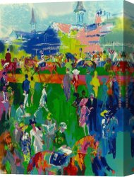 Kentucky Derby Canvas Paintings - Derby Day Paddock by Leroy Neiman