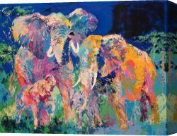 Neiman Canvas Paintings - Elephant Family by Leroy Neiman