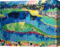 Hole Canvas Paintings - Island Hole at Sawgrass by Leroy Neiman