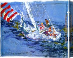 Sailing Canvas Paintings - Nantucket Sailing by Leroy Neiman