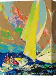 Sailing Canvas Paintings - Normandy Sailing by Leroy Neiman