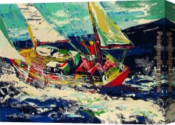 Sailing Canvas Paintings - North Seas Sailing by Leroy Neiman