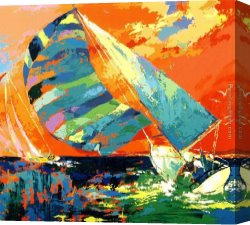 Sailing Canvas Paintings - Orange Sky Sailing by Leroy Neiman