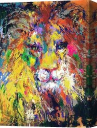 Self Portrait in Green Bugatti Canvas Paintings - Portrait of the Lion by Leroy Neiman