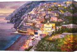 Twilight Canvas Paintings - positano twilight by Leroy Neiman