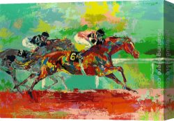 Race Canvas Paintings - Race of the Year (Affirmed and Spectacular Bid) by Leroy Neiman