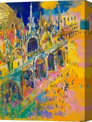 Basilica Di San Marco Canvas Paintings - San Marco's Square by Leroy Neiman