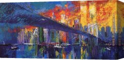 Waterlilies And Japanese Bridge Canvas Paintings - The Brooklyn Bridge by Leroy Neiman