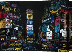 The Light of Peace Canvas Paintings - The Lights of Broadway by Leroy Neiman