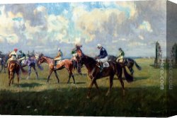 Kentucky Derby Canvas Paintings - Lord Woolavington's Montrose And Lord Derby's Highlander At The Start Of The Free Handicap At Newmarket, April 6, 1933 by Lionel Edwards