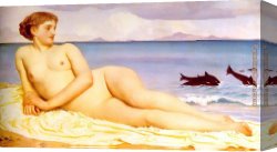 Nymph And Triton Canvas Paintings - Actaea the Nymph of the Shore by Lord Frederick Leighton