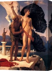 Leighton Flaming June Canvas Paintings - Daedalus and Icarus by Lord Frederick Leighton