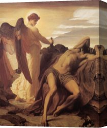 Leighton Flaming June Canvas Paintings - Elijah in the Wilderness by Lord Frederick Leighton