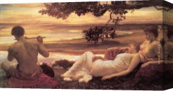 Leighton Flaming June Canvas Paintings - Leighton Idyll by Lord Frederick Leighton