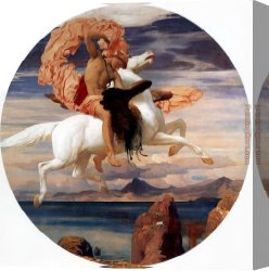 Leighton Flaming June Canvas Paintings - Perseus on Pegasus Hastening to the Rescue of Andromeda by Lord Frederick Leighton