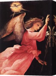 Angel Canvas Paintings - Angel Annunciating by Lorenzo Lotto