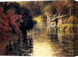Nearing Camp on The Upper Colorado River Canvas Paintings - A French River Landscape by Louis Aston Knight