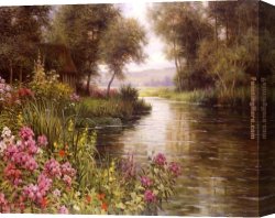 Jacques-louis Canvas Paintings - Fleur au bord de la Riviere by Louis Aston Knight