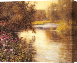 Nearing Camp on The Upper Colorado River Canvas Paintings - Spring Blossoms along a Meandering River by Louis Aston Knight