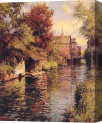 Sunday Afternoon on The Island of La Grande Jatte Canvas Paintings - Sunny Afternoon on the Canal by Louis Aston Knight
