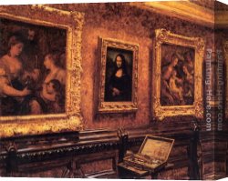 Mona Lisa Painting Canvas Paintings - Mona Lisa at the Louvre by Louis Beroud