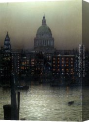 Cathedral Canvas Paintings - St. Paul's Cathedral from Bankside by Louis H. Grimshaw
