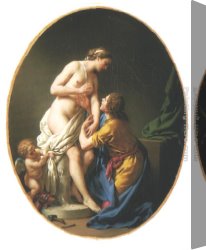 Lagrenee Canvas Paintings - Pygmalion by Louis Lagrenee