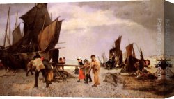 Carrier-belleuse Canvas Paintings - Au cabestan by Louis Robert Carrier-Belleuse