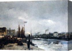 Carrier-belleuse Canvas Paintings - Le Havre by Louis Robert Carrier-Belleuse