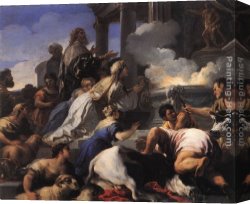 Allegory of May Triumph of Apollo Canvas Paintings - Psyche's Parents Offering Sacrifice to Apollo by Luca Giordano