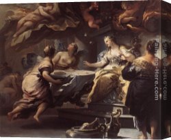 Psyche Canvas Paintings - Psyche Served by Invisible Spirits by Luca Giordano