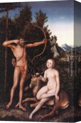 Apollo Canvas Paintings - Apollo and Diana by Lucas Cranach the Elder