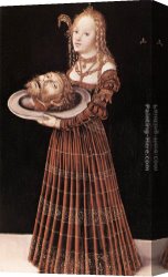 Head Canvas Paintings - Salome with the Head of St John the Baptist by Lucas Cranach the Elder