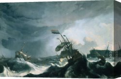 Peace in The Midst of The Storm Canvas Paintings - Ships in Distress in a Heavy Storm by Ludolf Backhuysen