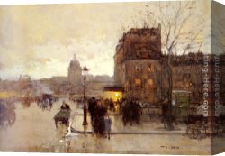 Boulevard Montmarte Canvas Paintings - Boulevard Henri IV - Crepuscule by Luigi Loir