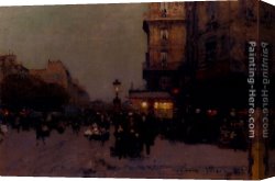 Boulevard Montmarte Canvas Paintings - Boulevard Saint Michel by Luigi Loir