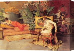 Model Canvas Paintings - The Artist's Model by Luis Alvarez Catala