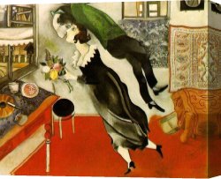 Marc Canvas Paintings - Birthday by Marc Chagall