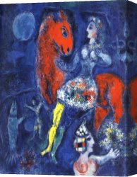 Marc Canvas Paintings - Horsewoman on Red Horse by Marc Chagall