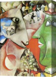 De Tonty Suing for Peace in The Iroquois Village in January 1680 Canvas Paintings - I and the Village by Marc Chagall