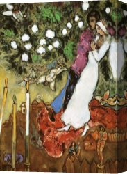 Marc Canvas Paintings - The Three Candles by Marc Chagall