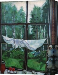 Marc Canvas Paintings - Window in the Country by Marc Chagall