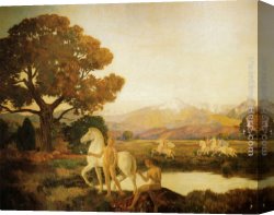 Marie Canvas Paintings - L Age D Or by Marie Auguste Emile Rene Menard